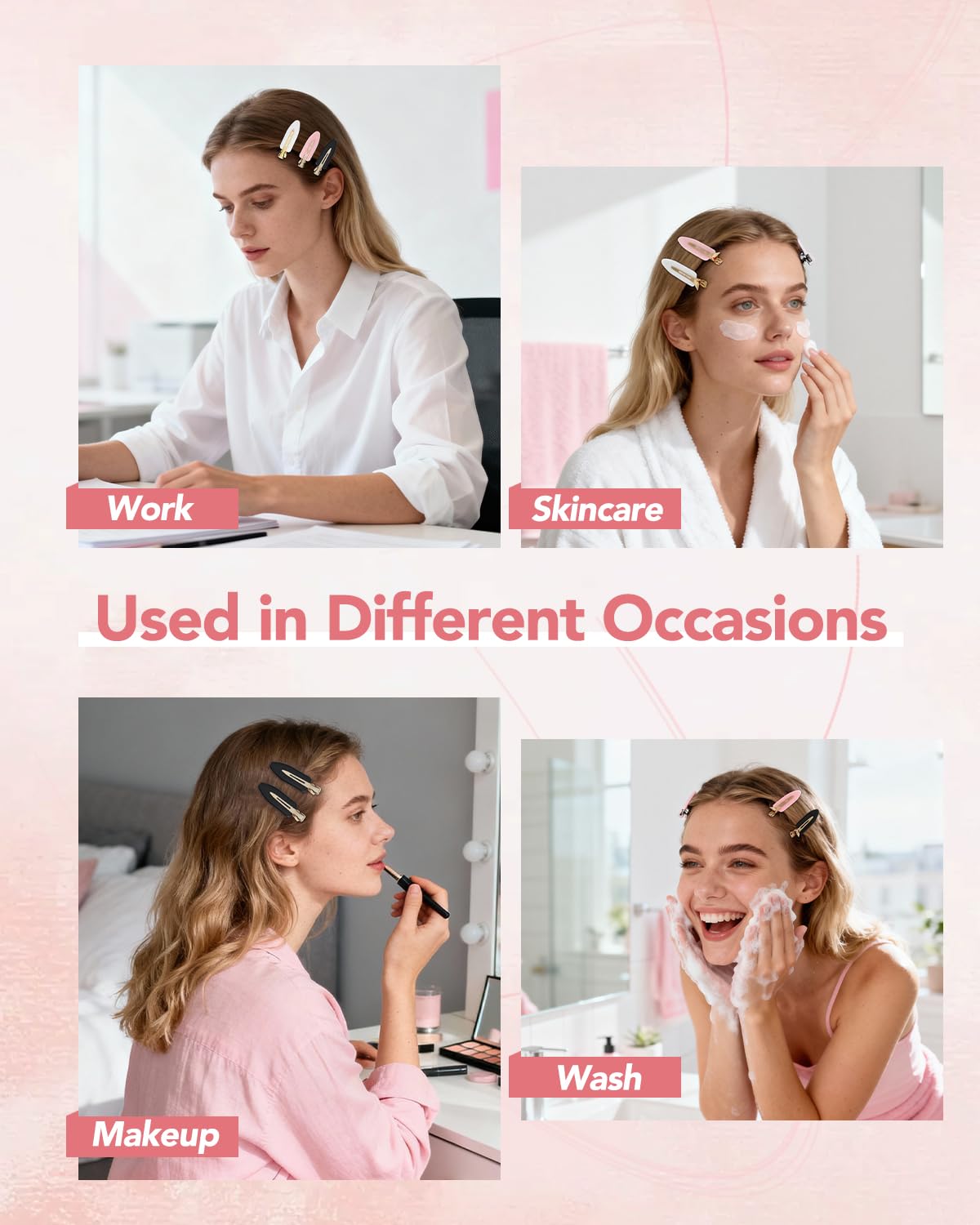 Amizo 6 Pcs Creaseless Flat Hair Clips for Makeup and Daily Beauty Routine