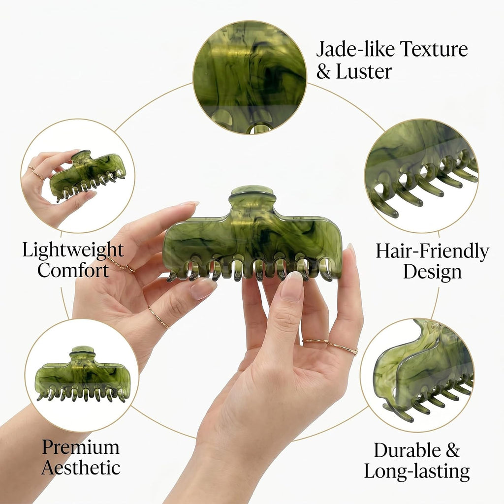4 Inch Large Acetate Claw Clip for Women,Green Hair Clip