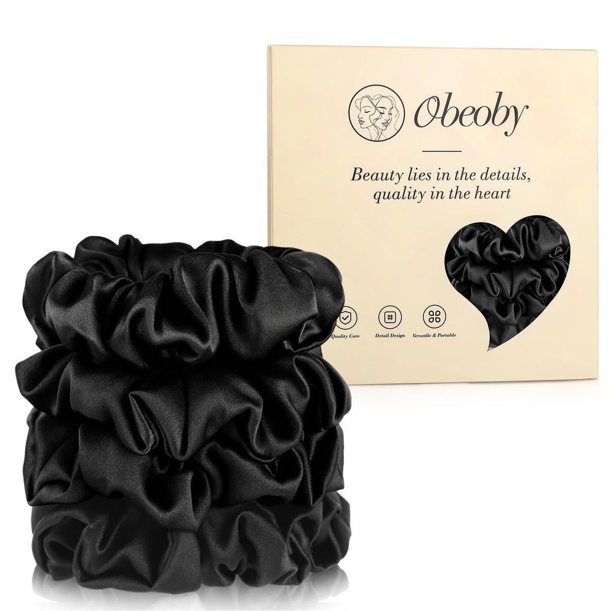 4 Pcs Mulberry Silk Scrunchies for Hair Sleep, No Damag Frizz Control
