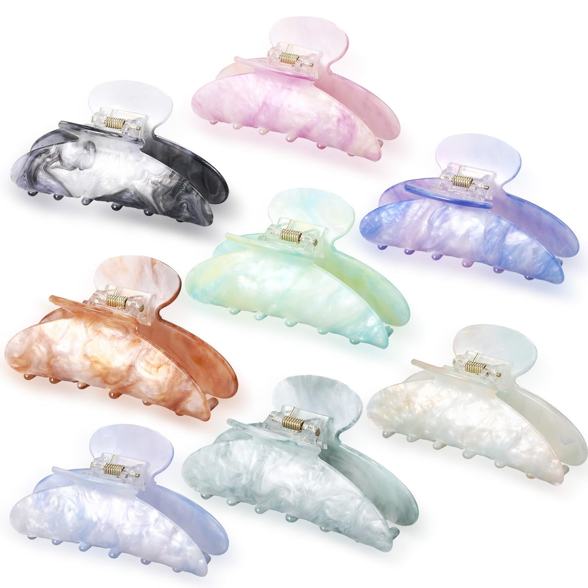 8 Pcs Large Acrylic Hair Claw Clips,Ink Painting,Dusk Color