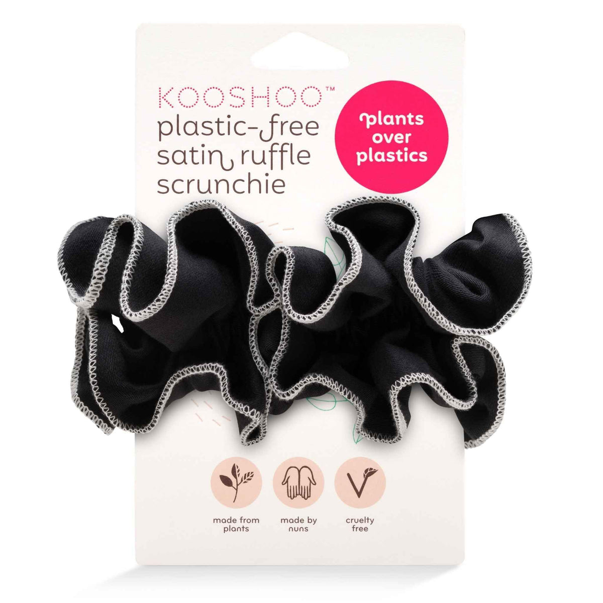 KOOSHOO Scrunchies - Organic Cotton Scrunchie Set Made from Plants - Washable, Durable, No-Damage Accessories for All Hair Types - Fair Trade, Ethically Made, Vegan - 2ct - Macchiato Brown