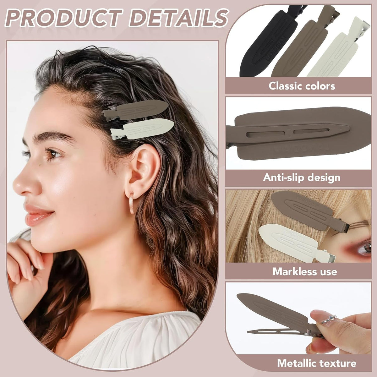 obeoby 12 Pcs No Crease No Bend Hair Clips for Women Girls Makeup Styling