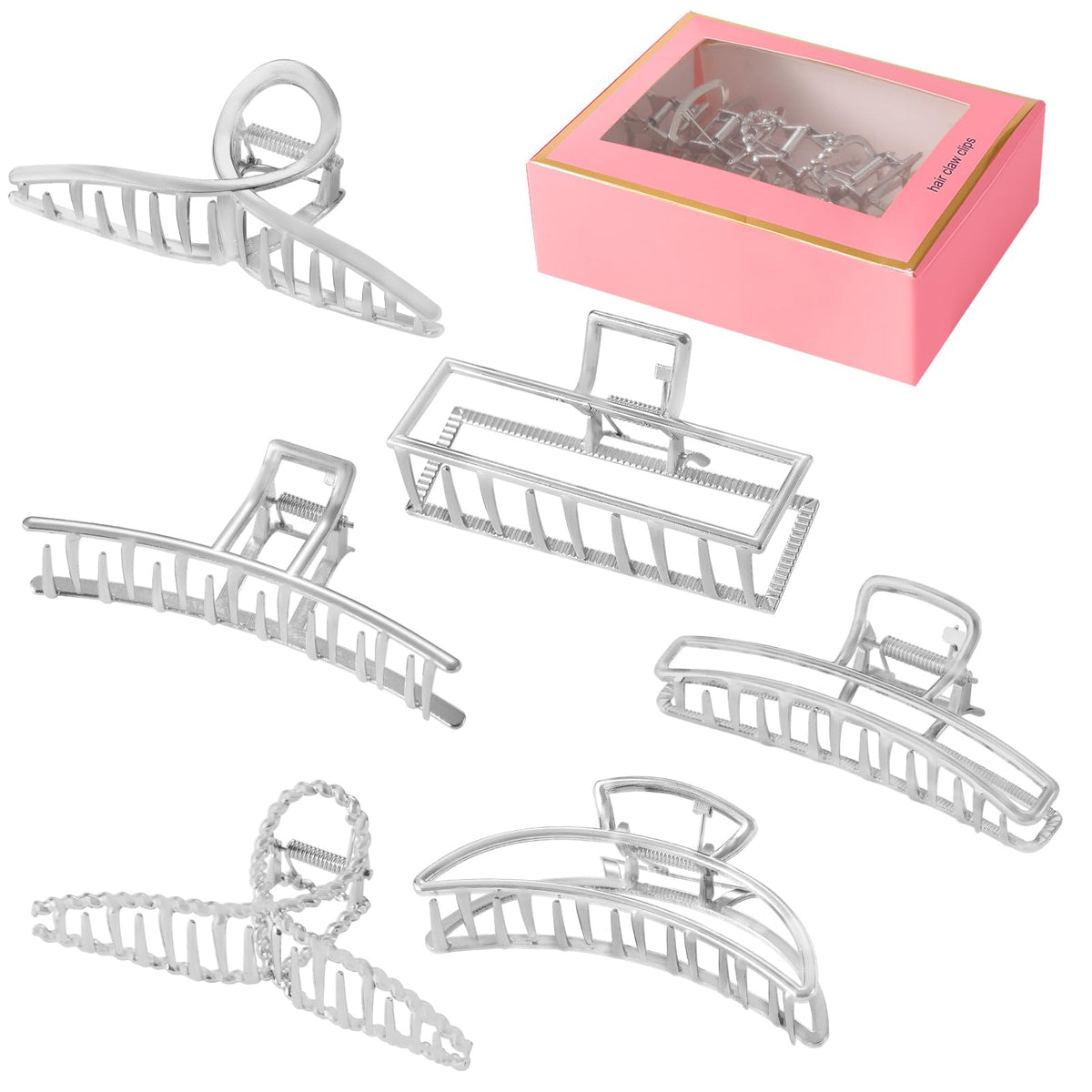 LUKACY 6 Pack Gold Metal Hair Clips - 4 Inch Large Jaw Clips for Women, Strong Hold Hair Claws for Thick or Thin Hair, Fashion Hair Accessories for Styling