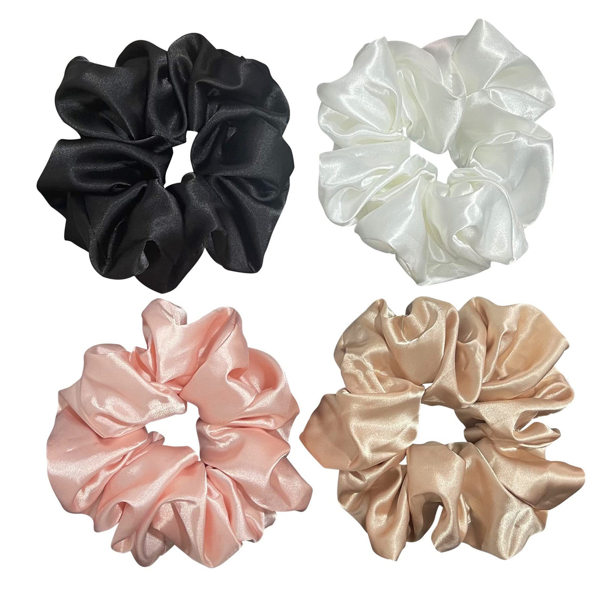 Large satin Scrunchies XL Silk Oversized Scrunchie for Thick long Hair Scrunchy Bobbles Hair Ties Jumbo for Women Girls (BW DOT)