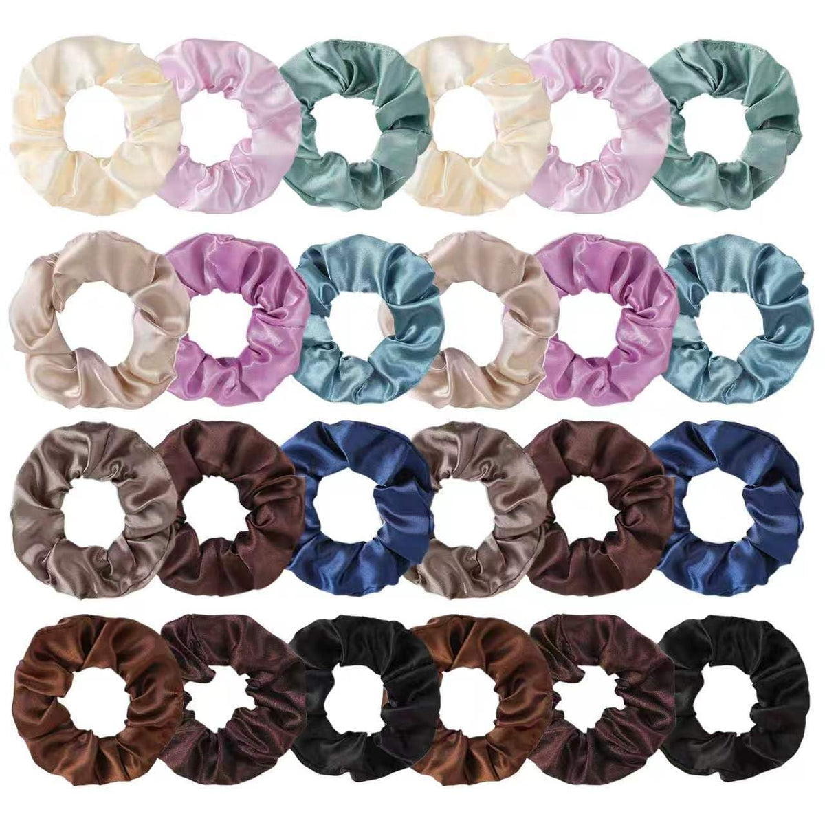 Scrunchie 24 Pcs Satin Silk Scrunchies for Women, Soft Hair Ties No Crease, Elastic Ponytail Holders with Assorted Colors, Silk Satin Scrunchy(2 per color)
