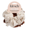 Kitsch Recycled Satin Oversized Scrunchies - Camel & Cream, 2pcs