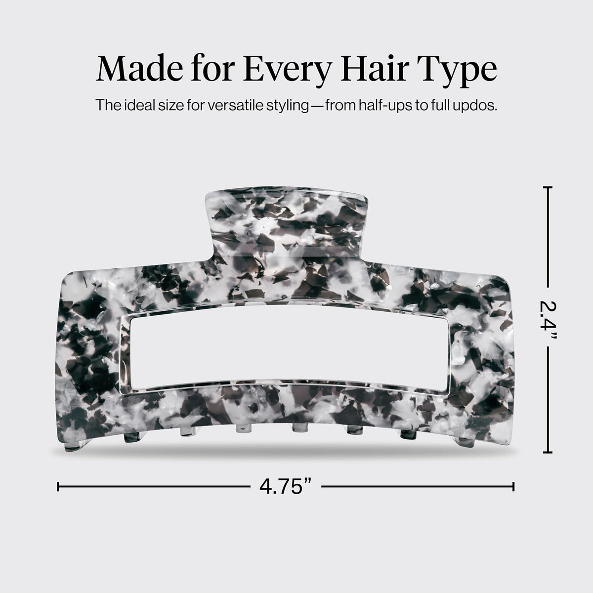 Kitsch Jumbo Open Shaped Hair Clip for Women - Black, 1pc