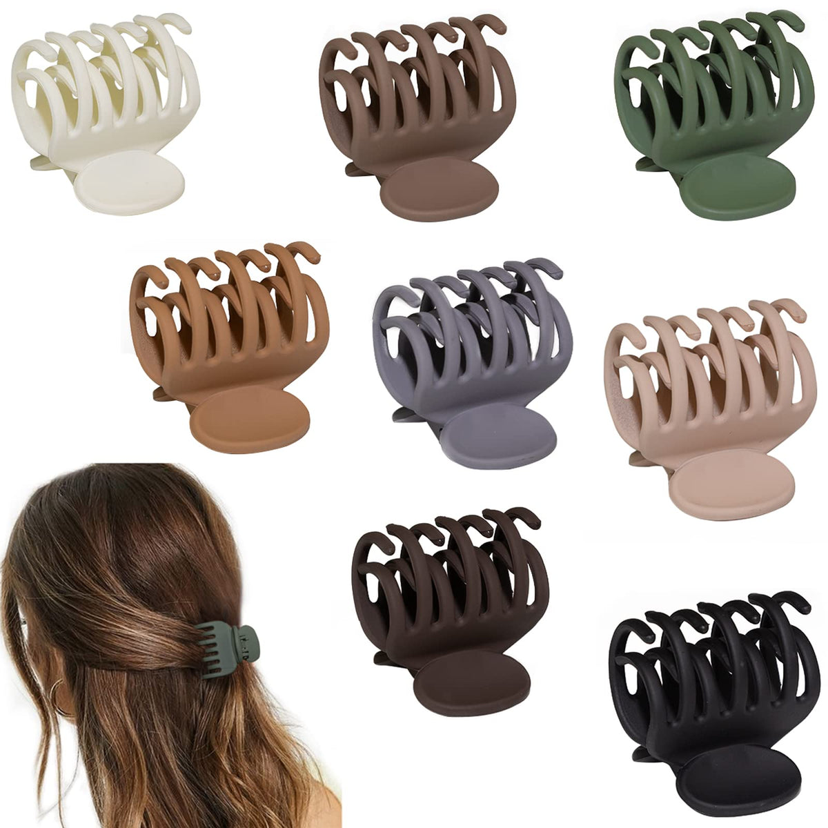 1.6" Matte Small Double Row Teeth Hair Clips for Women Hair Claw Clips