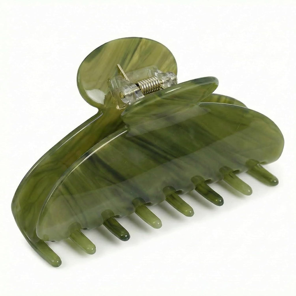 4 Inch Acetate Hair Clip, Olive Green Claw Clip for Women