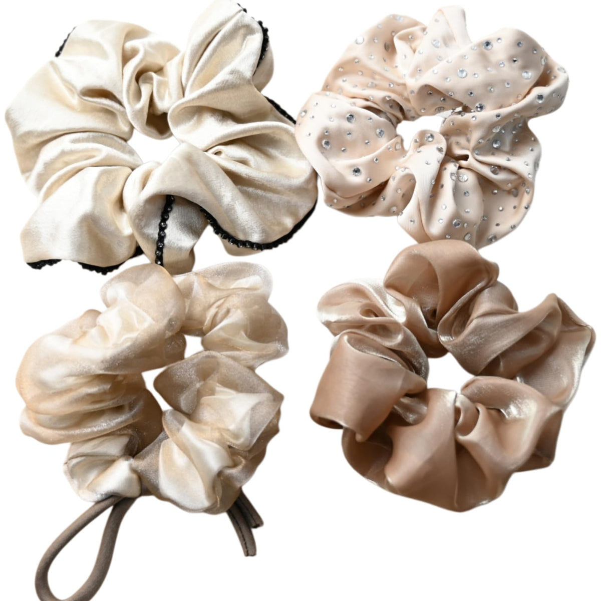 : Chic Striped Hair Scrunchies for Girls and Women，Elastic Hair Bands，for everyday styling，4 in pack，scrunchies (a)