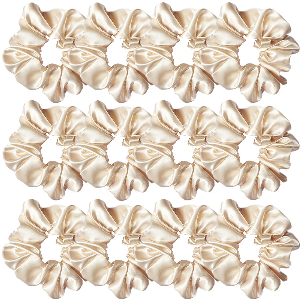 12 Pcs Satin Silk Scrunchies Soft Hair Ties Fashion Hair Bands Hair Bow Ropes Elastic Bracelets Ponytail Holders Hair Accessories for Women Girls (4.5 Inch, Assorted Multi-color)