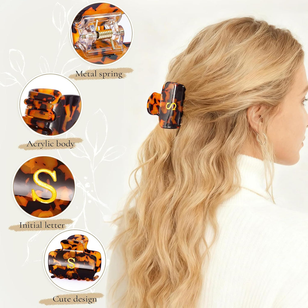 Gifts for Women Teen Girls,Small Initial Hair Clips - Tortoise,A