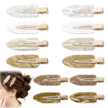 12Pcs No Crease Creaseless Hair Clips No Bend Flat Clips for Styling Non Slip Makeup Hair Accessories for Women (White Gold)