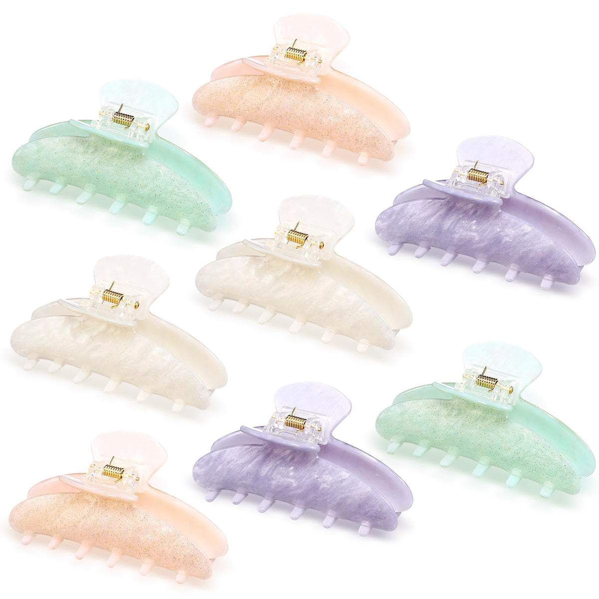 8 Pcs Large Acrylic Hair Claw Clips,Ink Painting,Dusk Color
