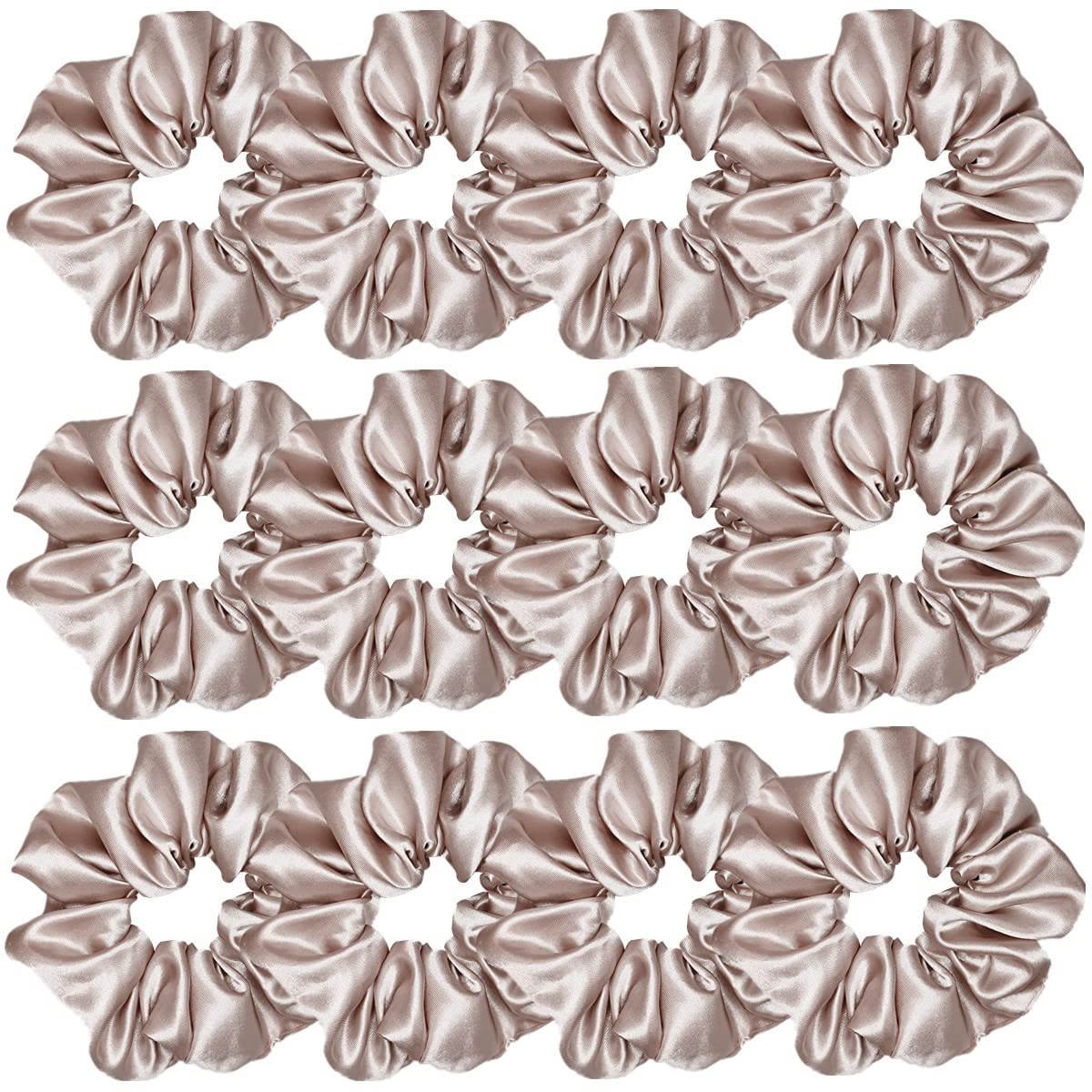 12 Pcs Satin Silk Scrunchies Soft Hair Ties Fashion Hair Bands Hair Bow Ropes Elastic Bracelets Ponytail Holders Hair Accessories for Women Girls (4.5 Inch, Assorted Multi-color)