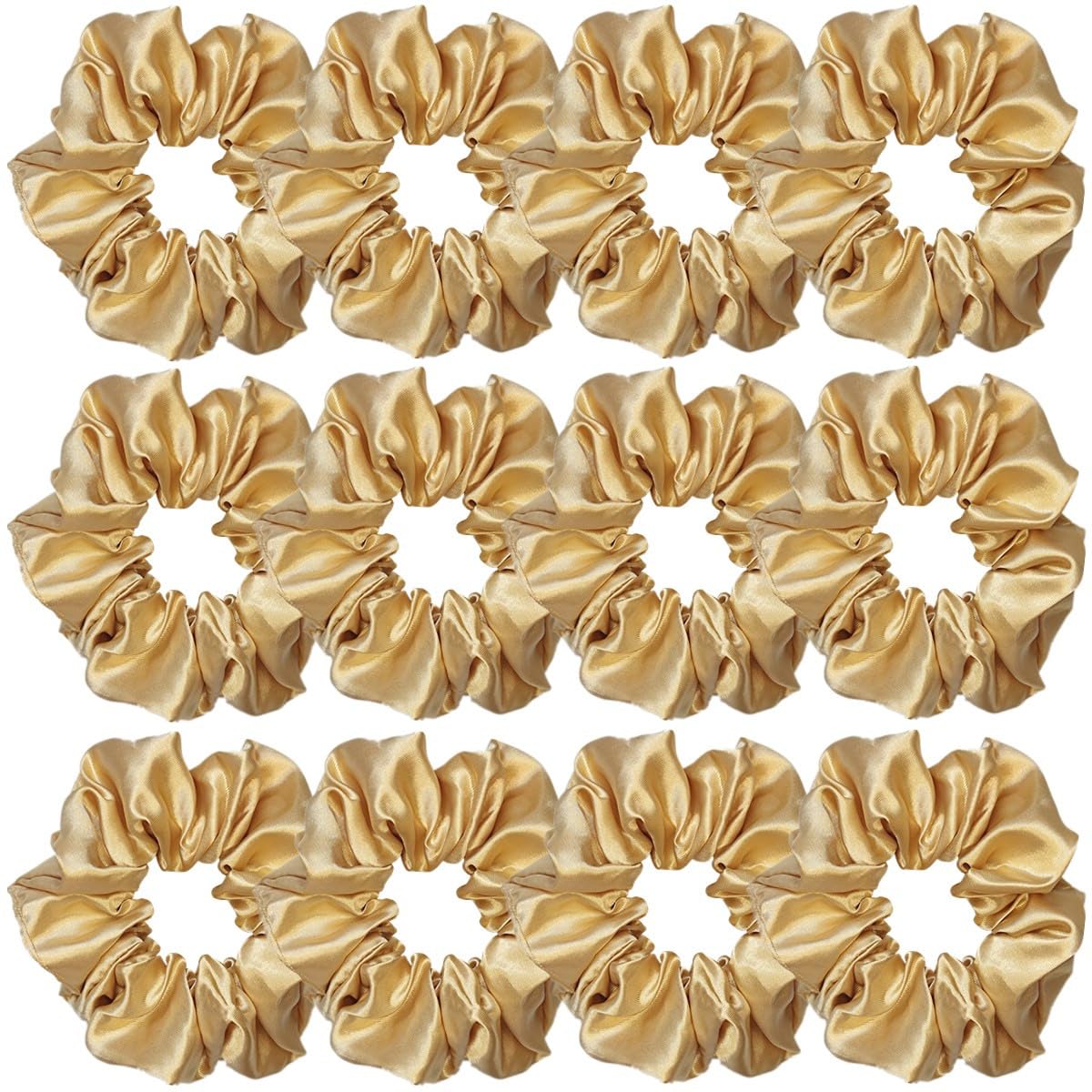 12 Pcs Satin Silk Scrunchies Soft Hair Ties Fashion Hair Bands Hair Bow Ropes Elastic Bracelets Ponytail Holders Hair Accessories for Women Girls (4.5 Inch, Assorted Multi-color)
