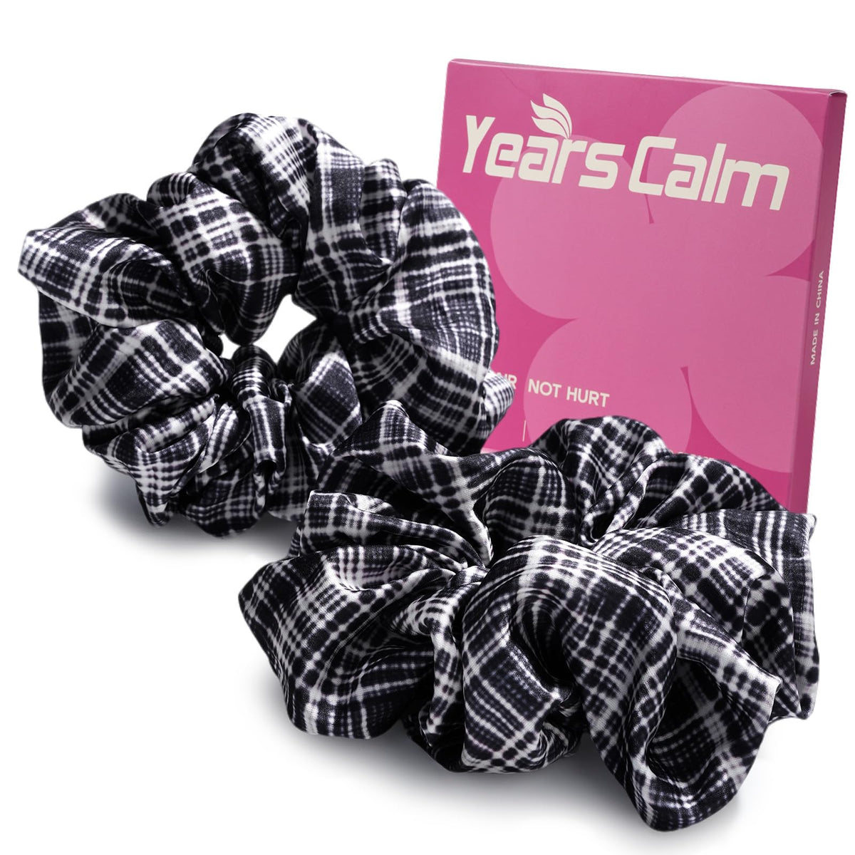 Years calm Satin Scrunchies For Women, No Pull, 2PC Thick Hair Ties，Pink