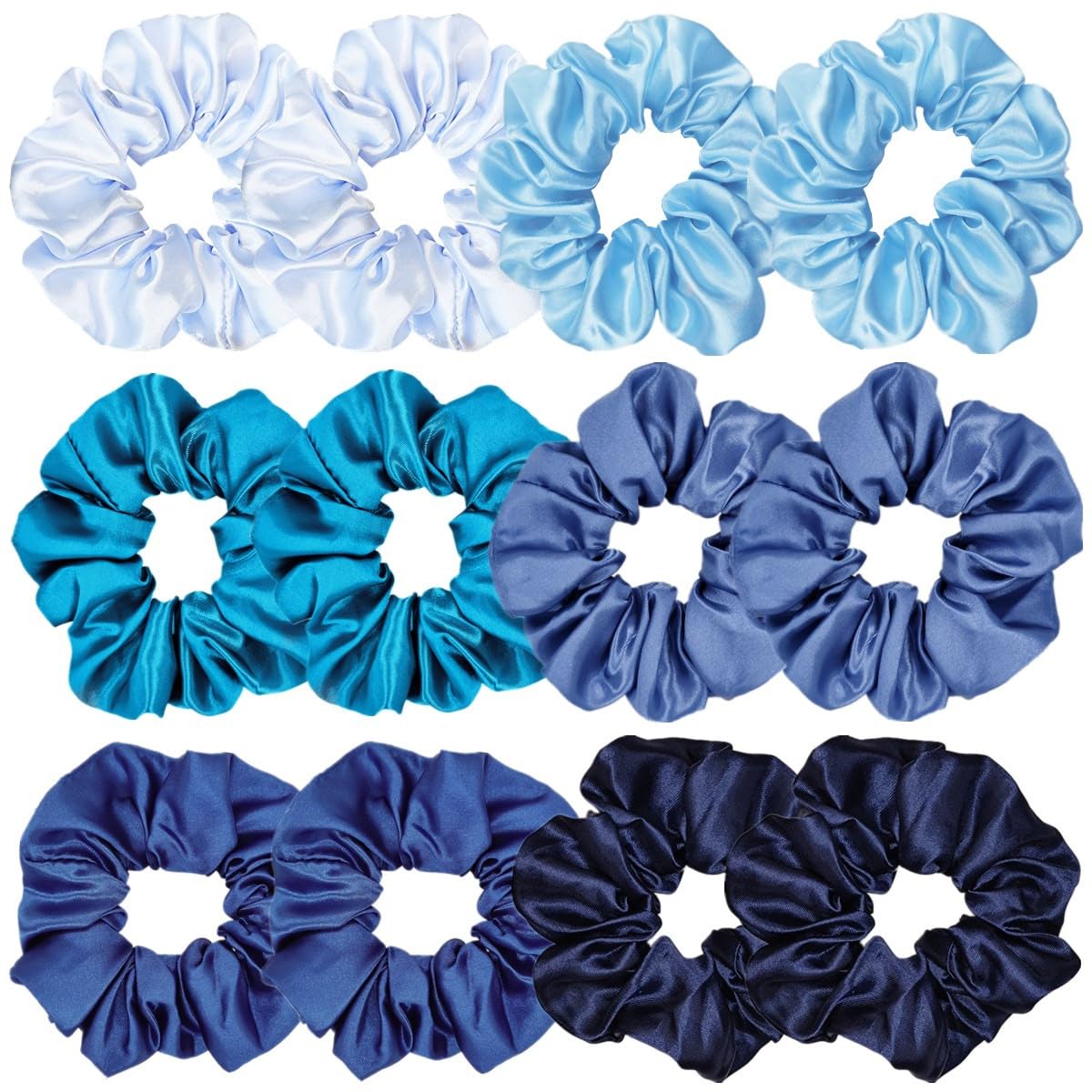 12 Pcs Satin Silk Scrunchies Soft Hair Ties Fashion Hair Bands Hair Bow Ropes Elastic Bracelets Ponytail Holders Hair Accessories for Women Girls (4.5 Inch, Assorted Multi-color)