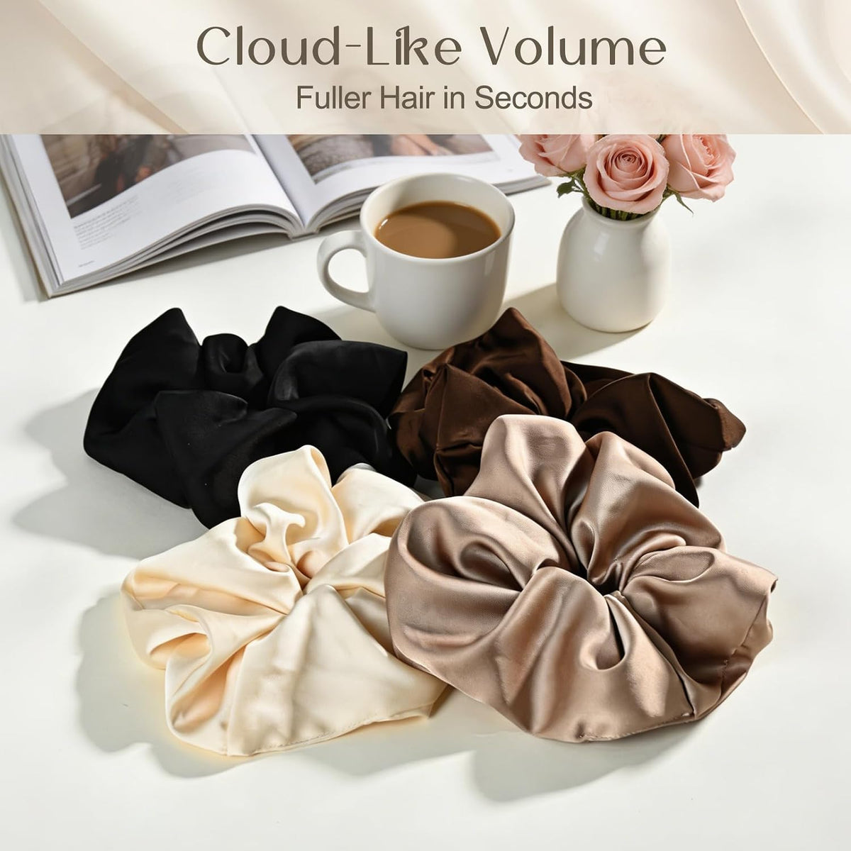 7" Large Satin Scrunchies for Women, Big Hair Scrunchies for Thick Hair