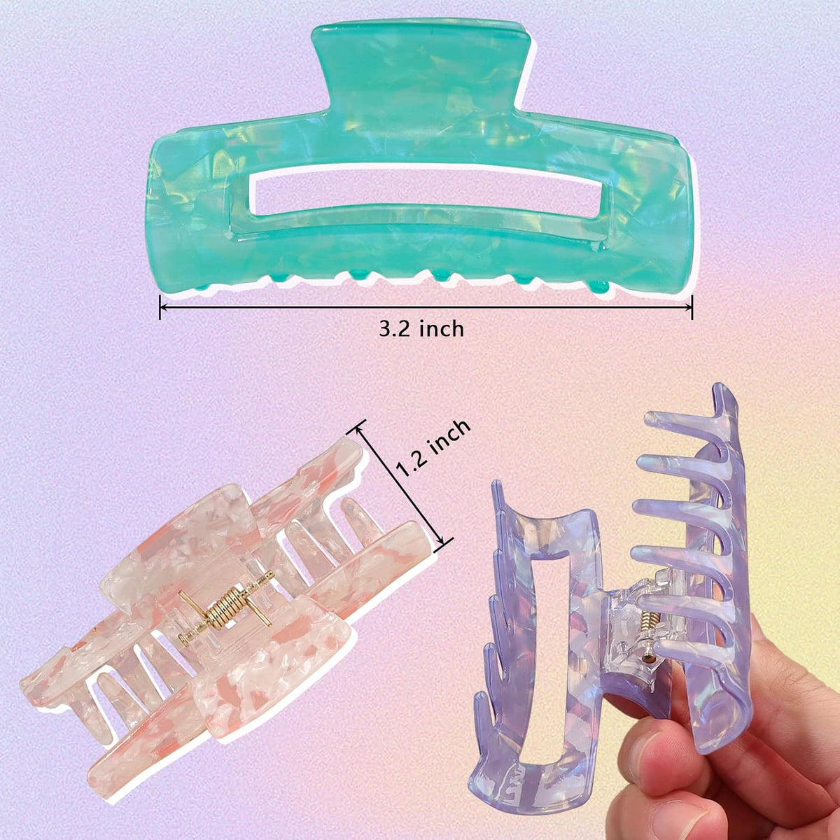 Magicsky 10 Pcs Large Resin Hair Claw Clips For Women Thick Thin Hair Updos