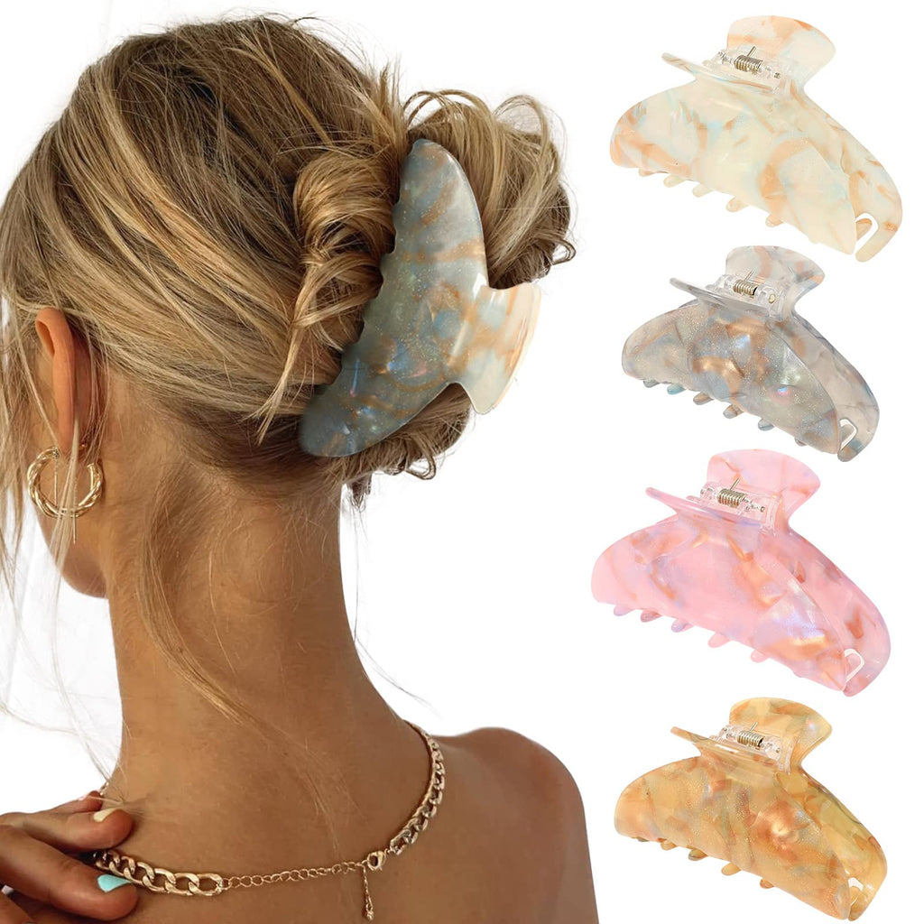 4 Pcs Claw Clips for Women Fine Thin Hair Strong Hold Acrylic Hair Clips