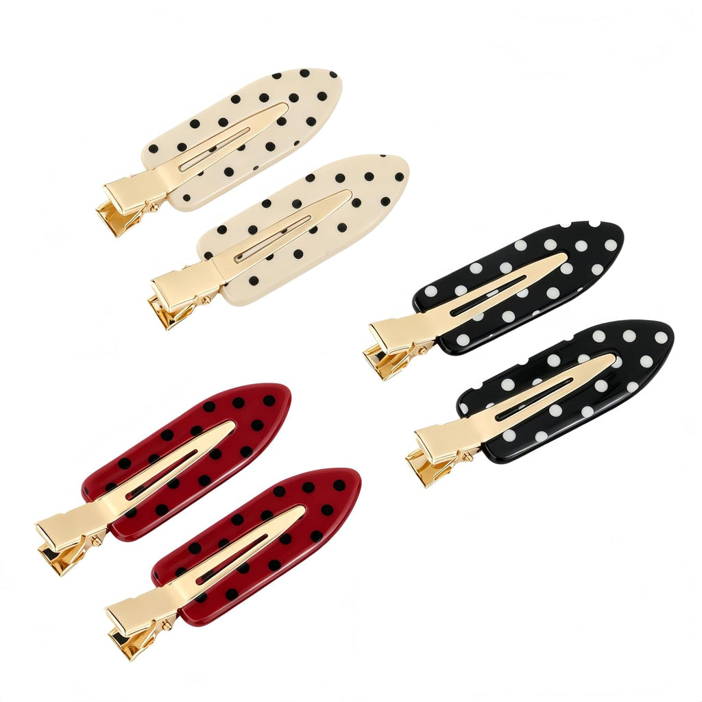 Polka Dot Hair Clips Classic Retro Alligator Accessories for Women Black White Red No Bend Creaseless Hair Styling Makeup Face Washing Workout Bangs