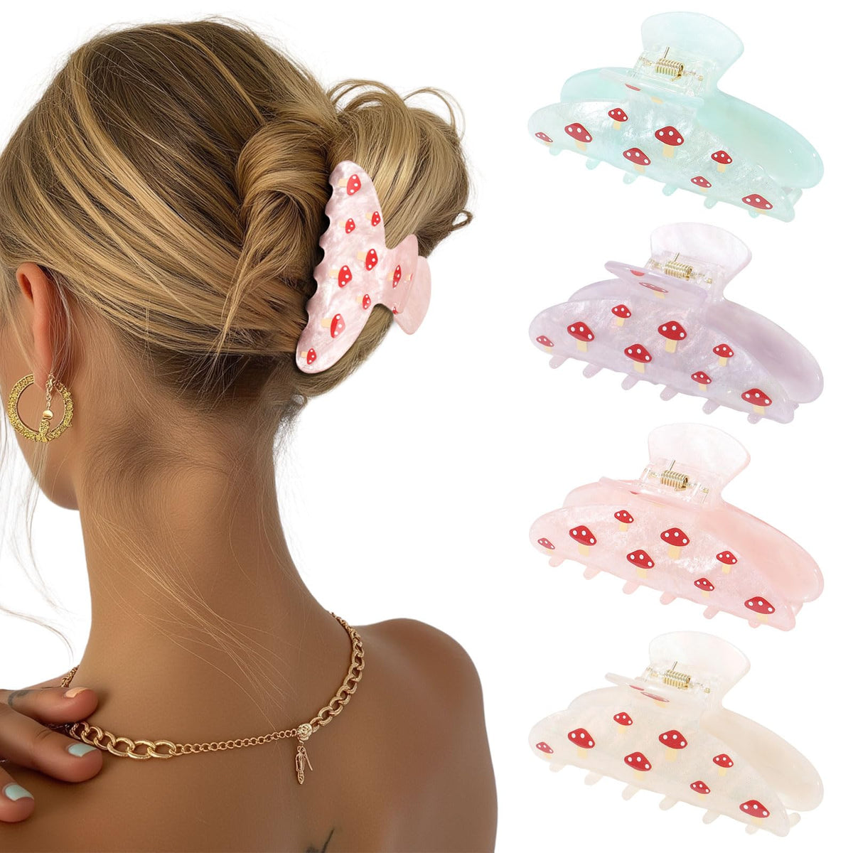 4 Pcs Claw Clips for Women Fine Thin Hair Strong Hold Acrylic Hair Clips