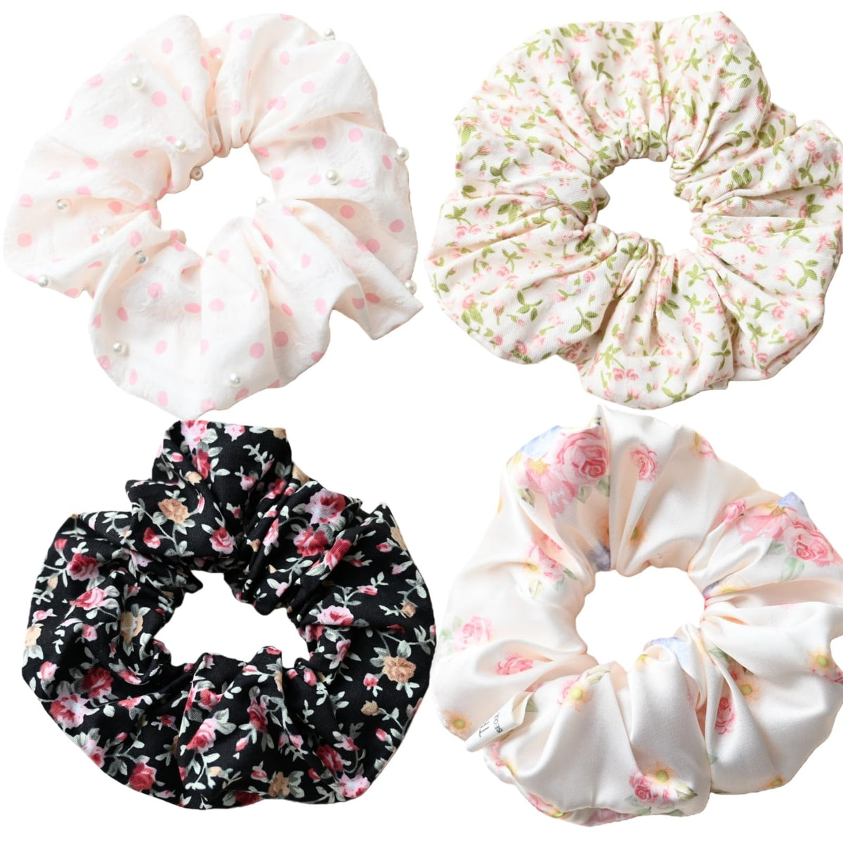 : Chic Striped Hair Scrunchies for Girls and Women，Elastic Hair Bands，for everyday styling，4 in pack，scrunchies (a)