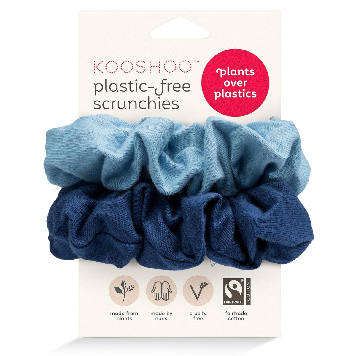 KOOSHOO Scrunchies - Organic Cotton Scrunchie Set Made from Plants - Washable, Durable, No-Damage Accessories for All Hair Types - Fair Trade, Ethically Made, Vegan - 2ct - Macchiato Brown