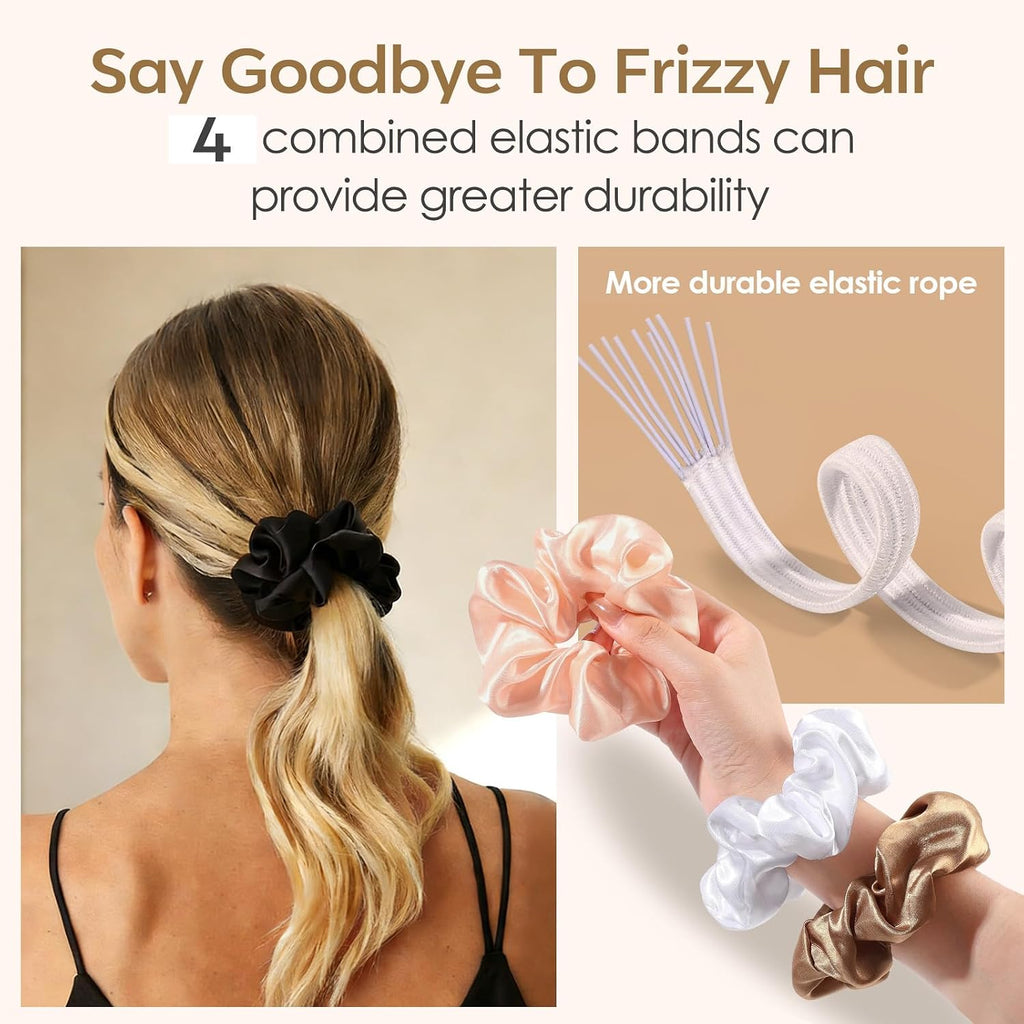 Satin Scrunchies for Women,Silk Hair Ties Fashion Soft Ties and Bands,Elastic Ponytail Holders No Damage Hair Accessories Thick Hair Styling - 20 Pcs Dark Color
