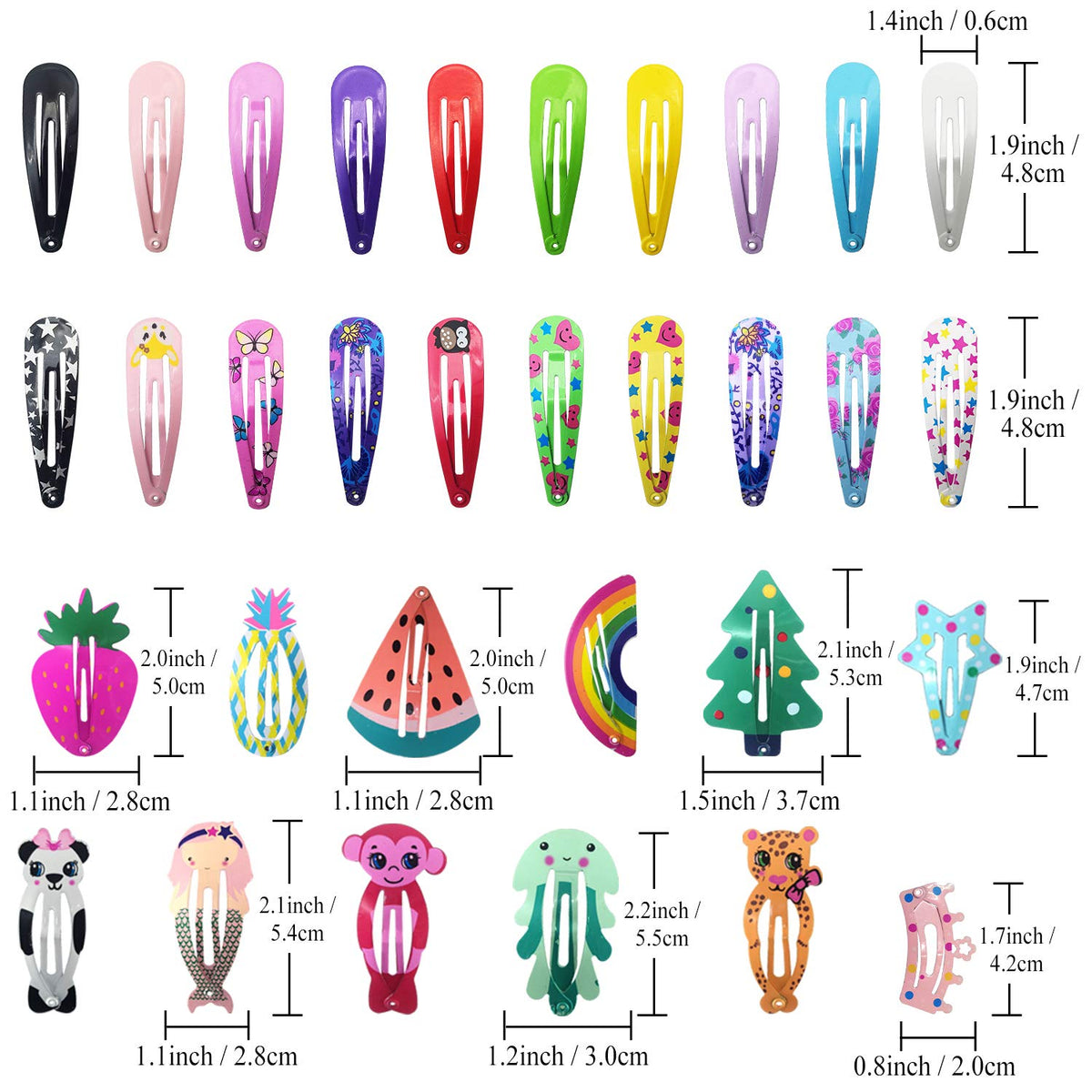 Hair Clips for Girls, Funtopia 100Pcs Snap Barrettes for Kids Teens Women