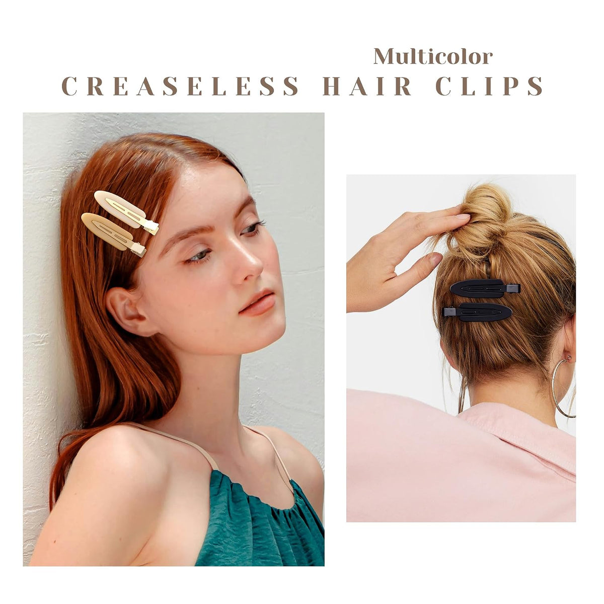 10 Pcs Creaseless No Crease No Bend Flat Hair Clips For Styling Non Slip Makeup Clips For Women Salon Hairstyle,Matte Black Brown Beige