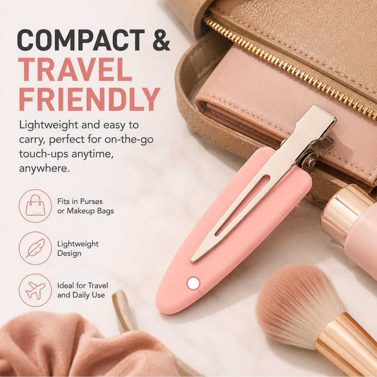 10Pcs No Bend Hair Clips, Pink No Crease Seamless Flat Clips for Women Girls, Creaseless Makeup Hair Clips for Styling, Face Washing, Bangs and Salon Hairstyle