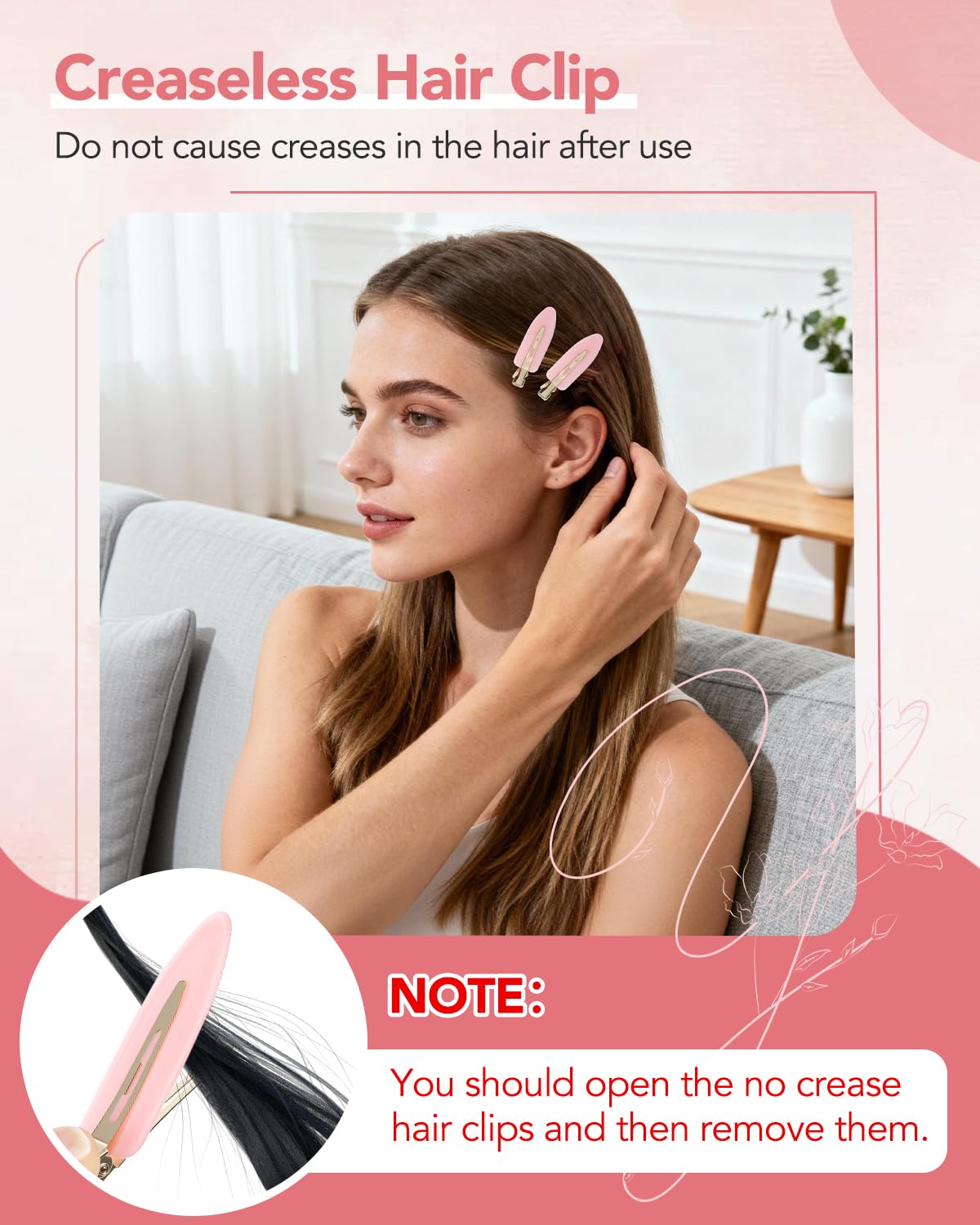 Amizo 6 Pcs Creaseless Flat Hair Clips for Makeup and Daily Beauty Routine