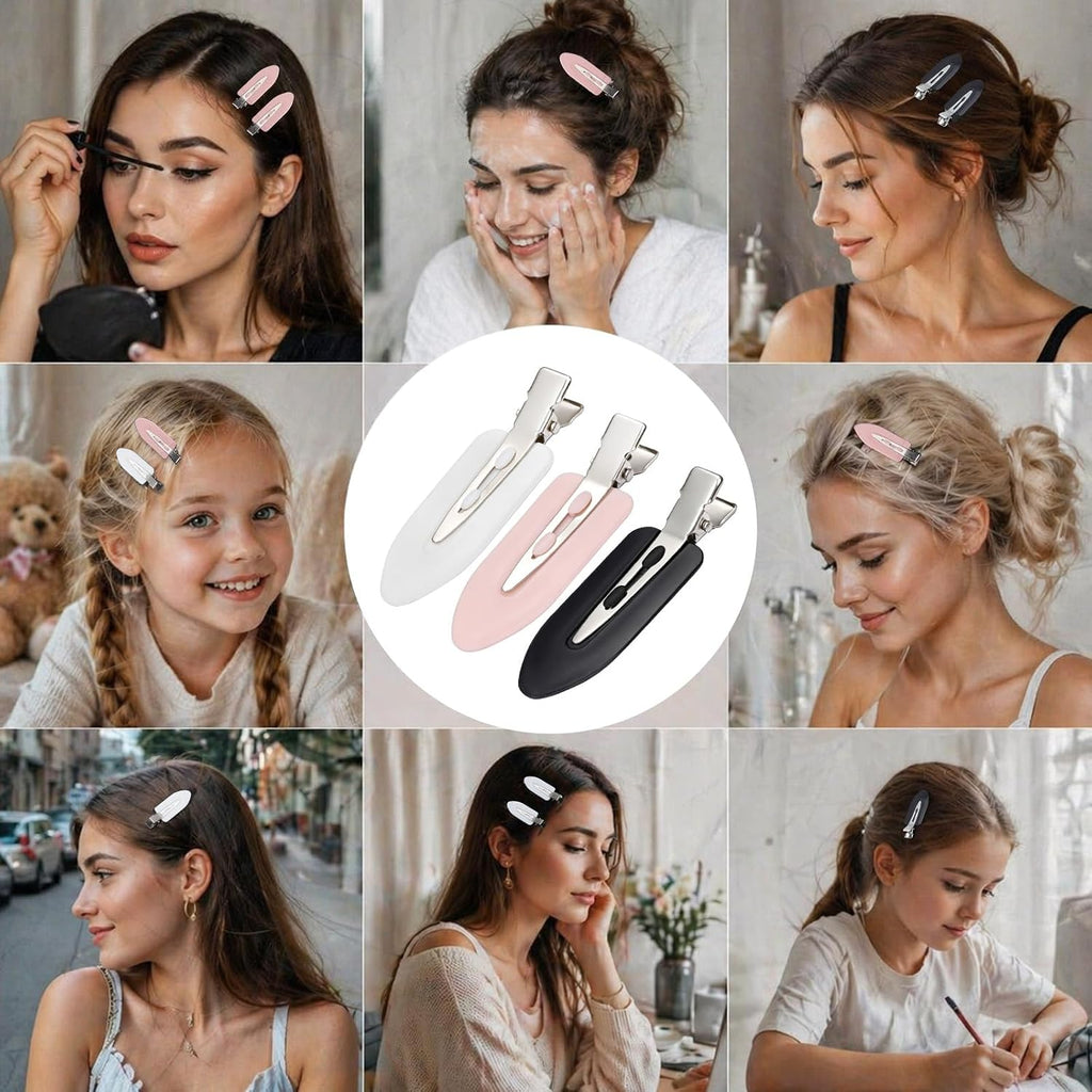 Wobe 24 Pcs Creaseless Hair Clips for Women Makeup, Black/Pink/White