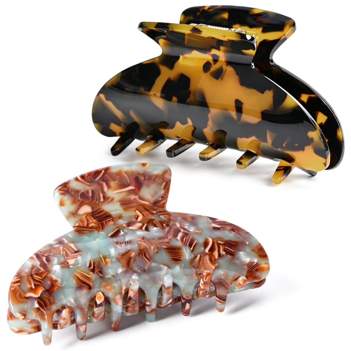 2PCS Hair Claw Banana Clips tortoise Barrettes Celluloid French Design Barrettes celluloid Leopard print Large Fashion Accessories for Women Girls