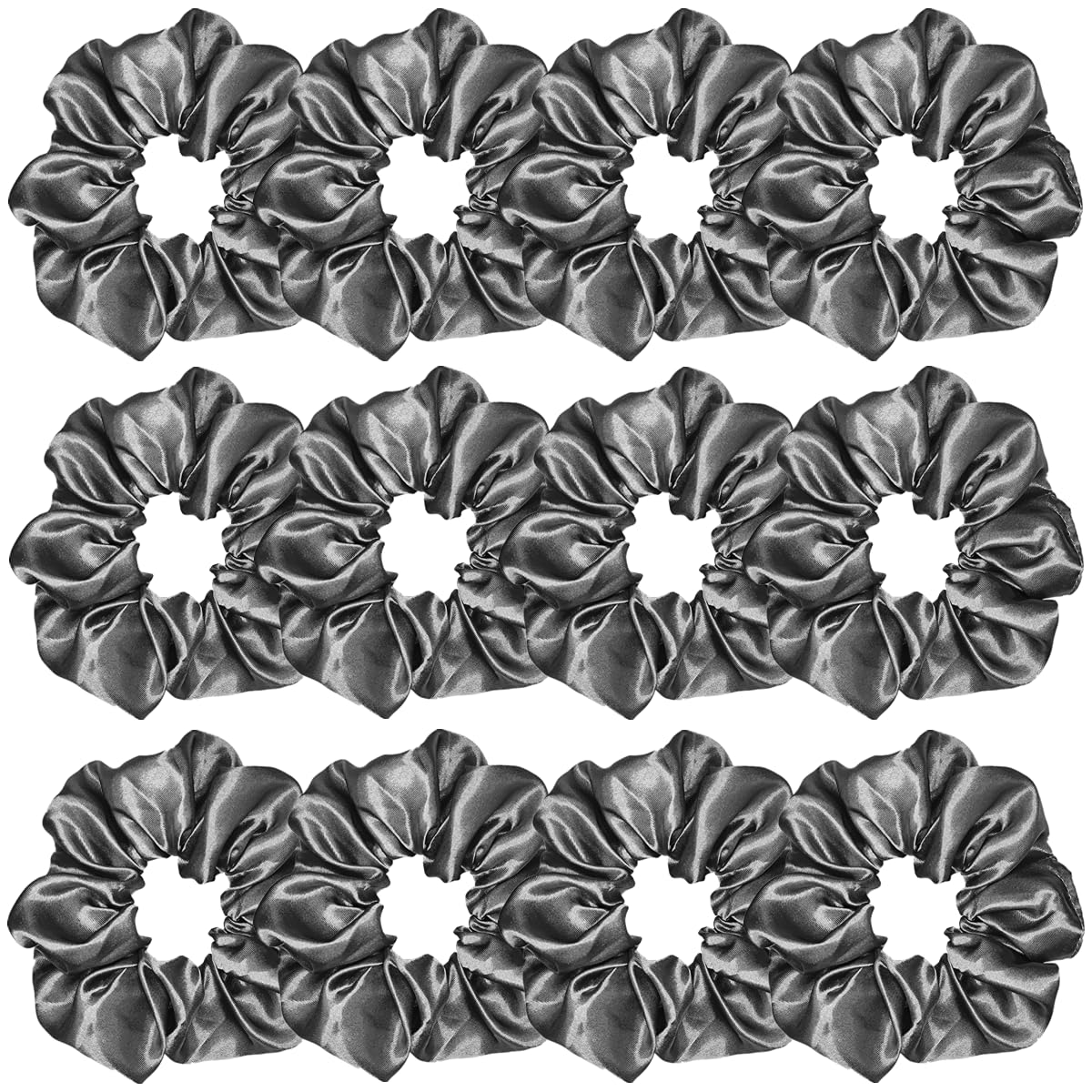 12 Pcs Satin Silk Scrunchies Soft Hair Ties Fashion Hair Bands Hair Bow Ropes Elastic Bracelets Ponytail Holders Hair Accessories for Women Girls (4.5 Inch, Assorted Multi-color)