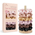 BONNET QUEEN Satin Scrunchies for Women, No Crease Silk Hair Ties & Holder, Soft Silk Hair Scrunchies for Sleeping & Everyday Use Ponytail Holders, Gentle Headwear Hair Accessories 6 Pack, Pink Tones