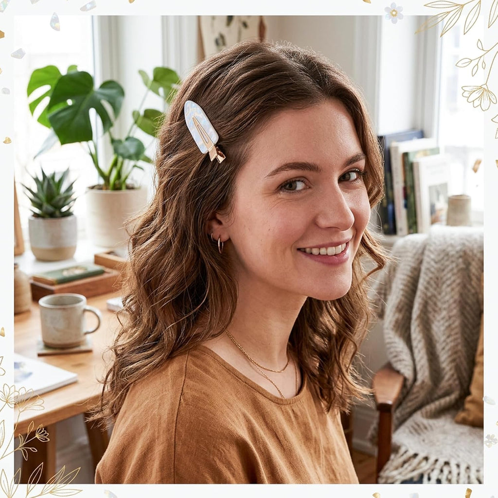 8 PCS No Crease Hair Clips No Bend Creaseless Hair Clips for Women White Flat Hairs Clip Makeup Hairs Clip Cute Accessories for Women (Milk White)