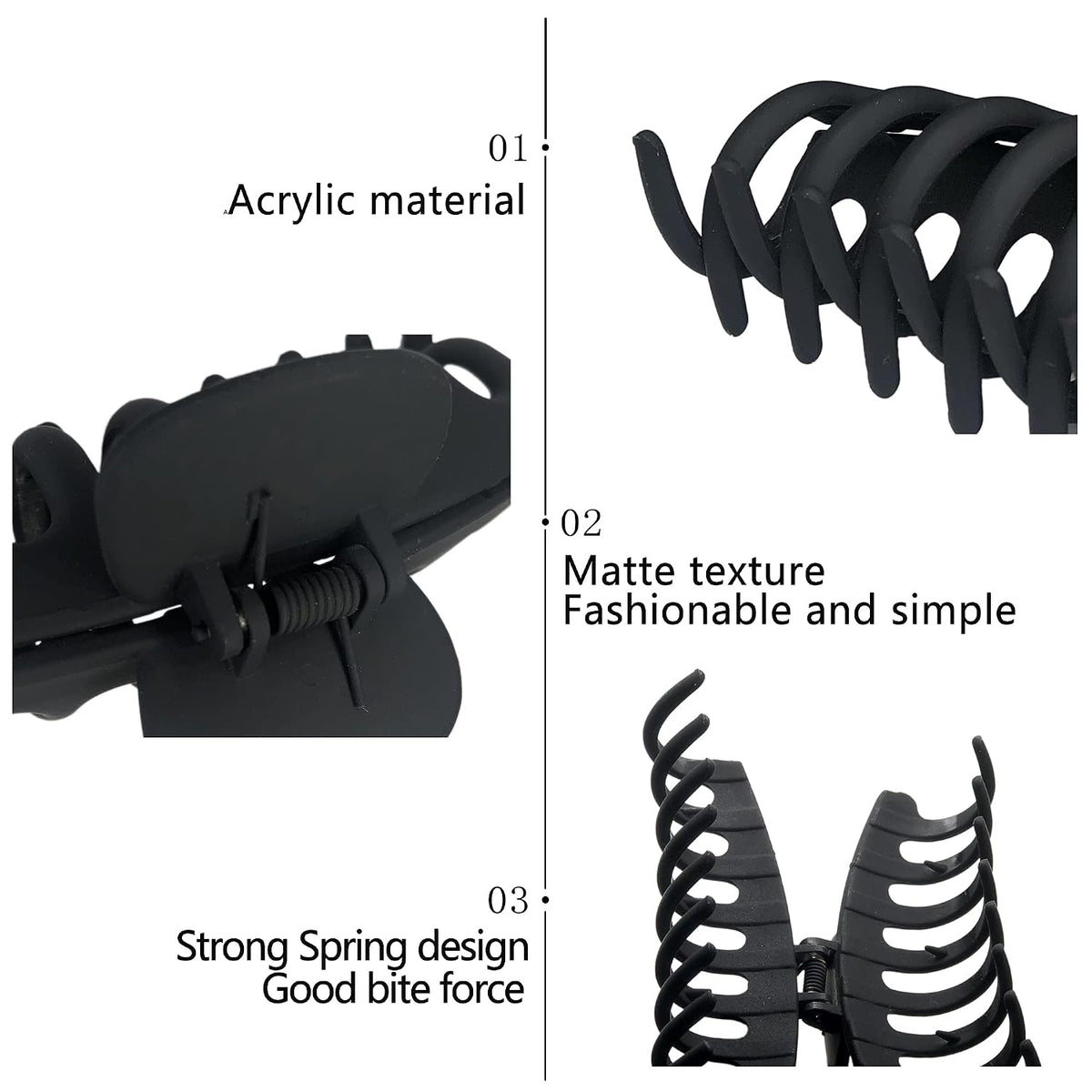OWIIZI Big Hair Claw Clips for Women - Long Thick Hair 4.3" Nonslip Jumbo Clips With Strong Hold, Large Clamps for Styling (3 Packs)