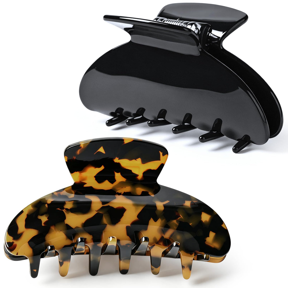 2PCS Hair Claw Banana Clips tortoise Barrettes Celluloid French Design Barrettes celluloid Leopard print Large Fashion Accessories for Women Girls
