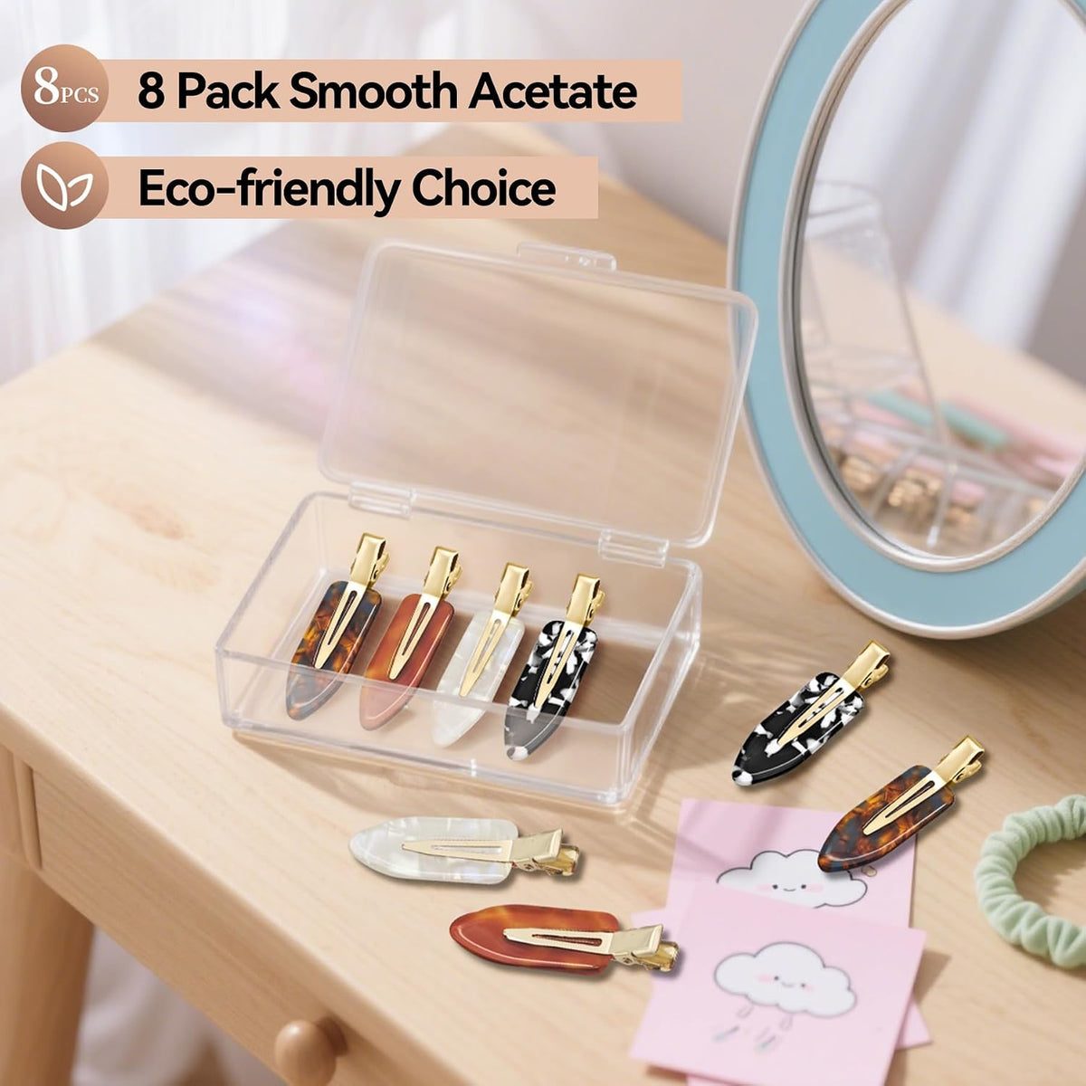 YIERSO 8 Pcs No Bend Hair Clips No Crease Makeup Duckbill Clip for Women