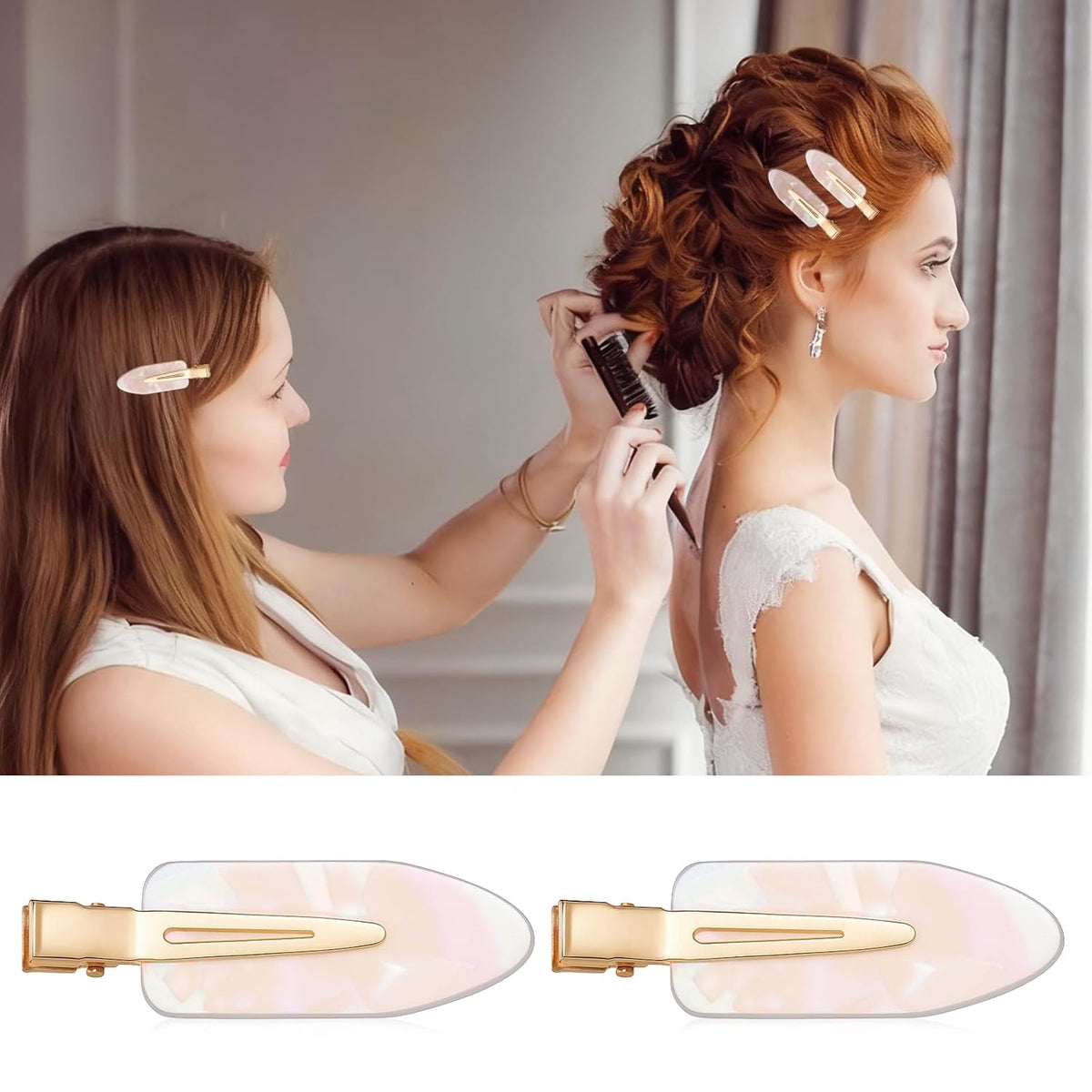 10 Pcs No Crease Hair Pins Flat Hair Makeup Clips Cute No Bend Accessories Small Duck Barrettes for Women Teen Girls Thin Fine Curly Styling Sectioning (White)