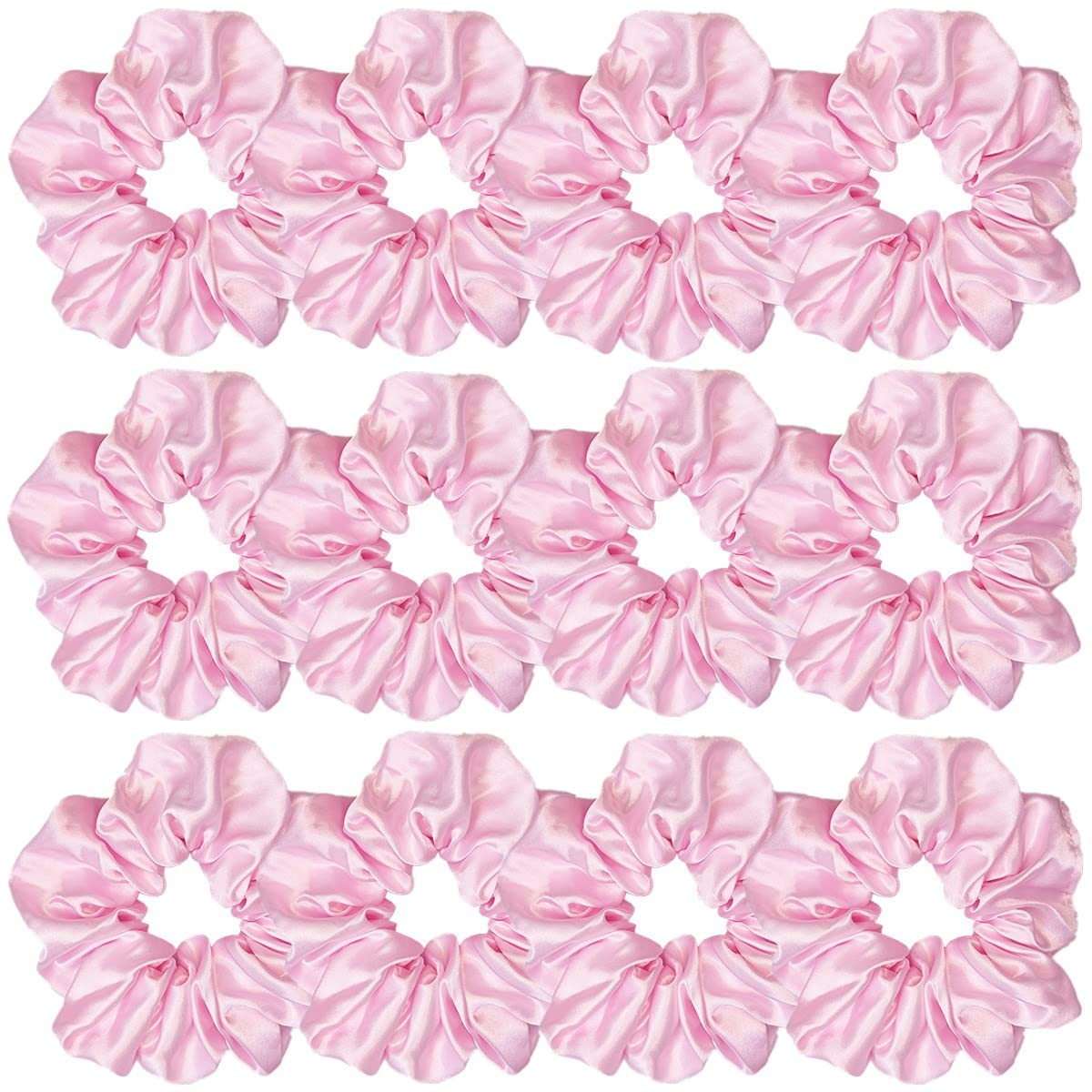 12 Pcs Satin Silk Scrunchies Soft Hair Ties Fashion Hair Bands Hair Bow Ropes Elastic Bracelets Ponytail Holders Hair Accessories for Women Girls (4.5 Inch, Assorted Multi-color)