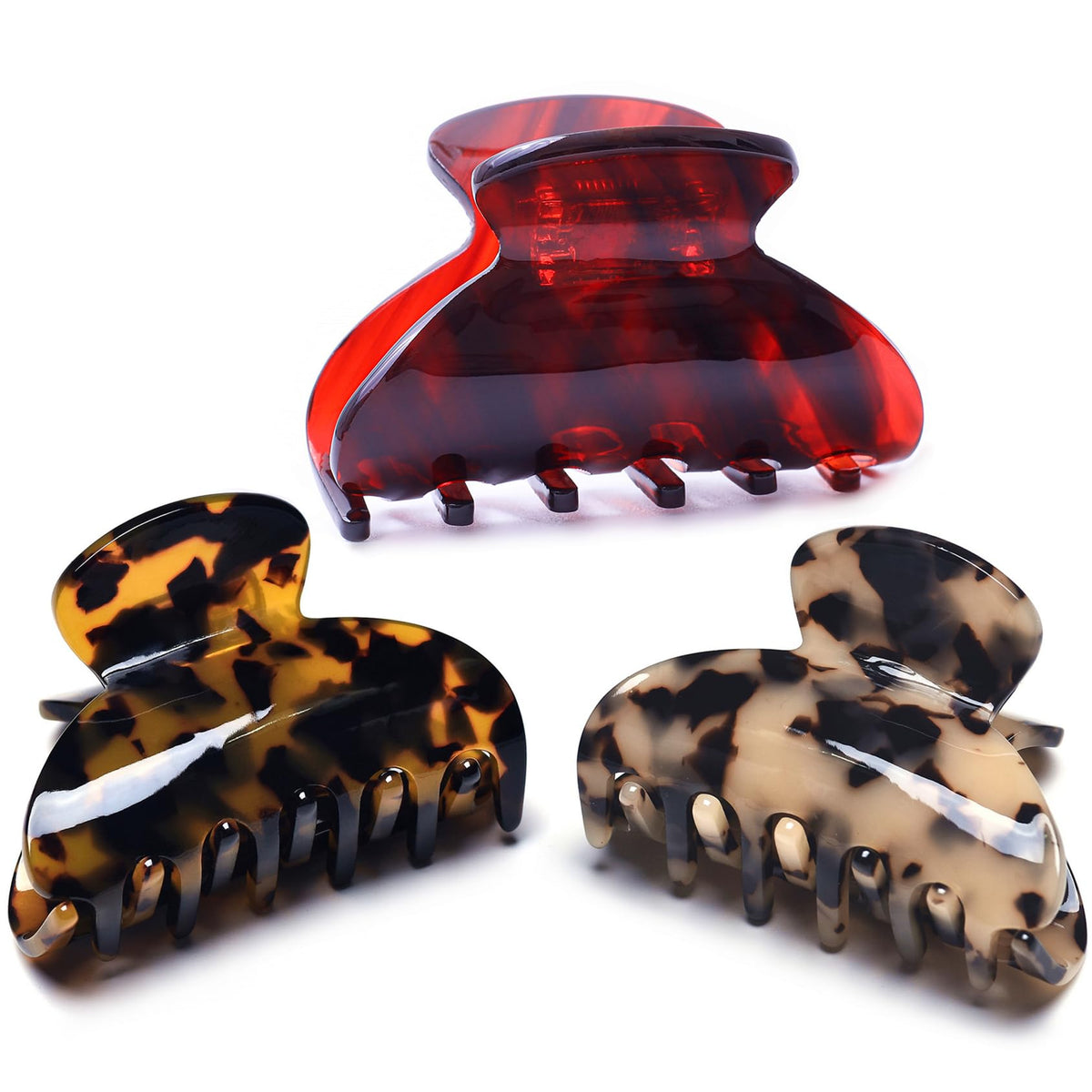Medium Claw Hair Clips for Women Girls Tortoise Hair Jaw Clips Celluloid Hair Claw Clamps Leopard Print Hair Clasp 3 Pack