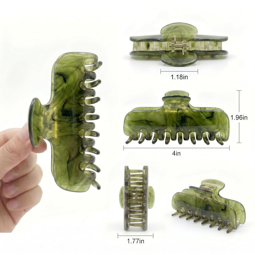 4 Inch Large Acetate Claw Clip for Women,Green Hair Clip