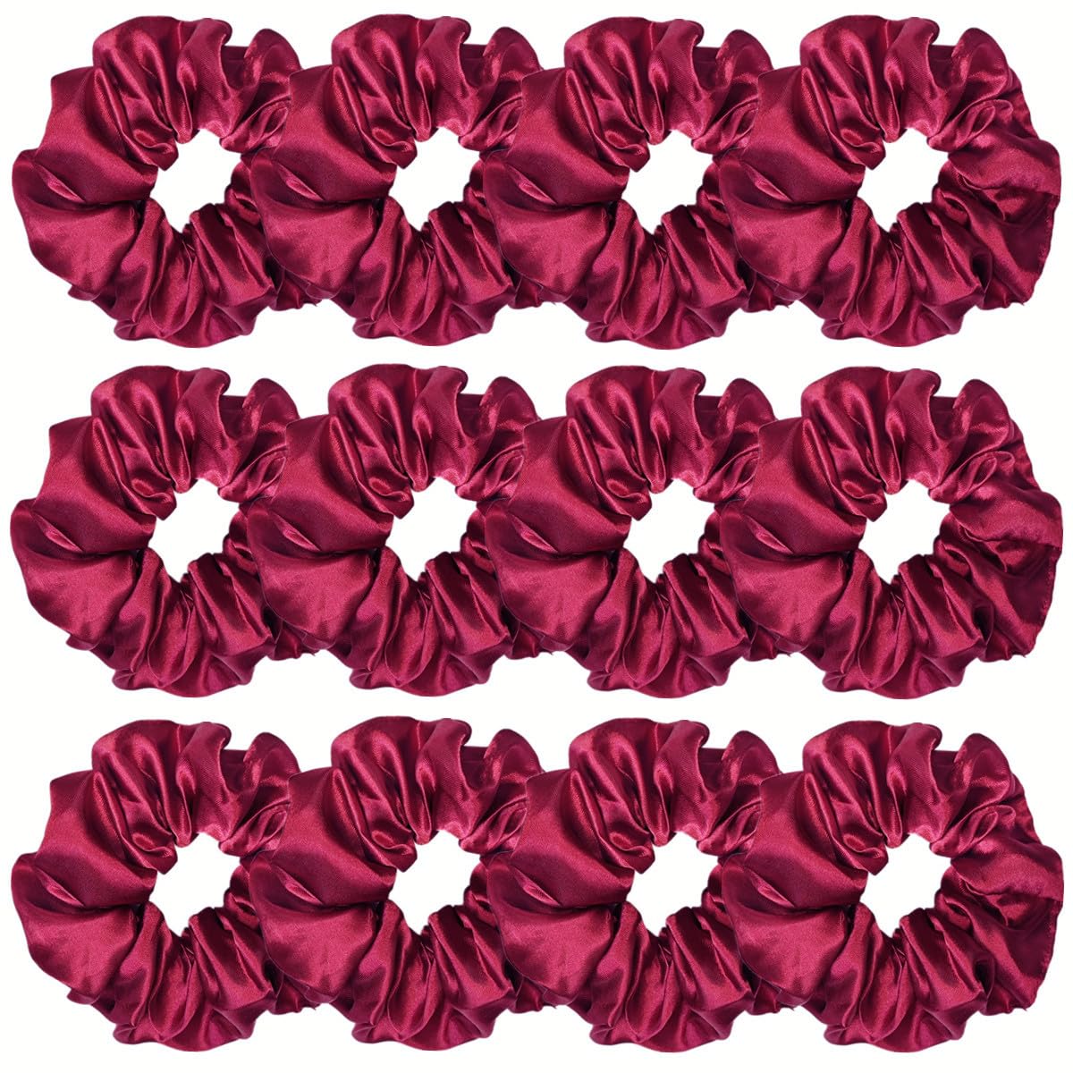 12 Pcs Satin Silk Scrunchies Soft Hair Ties Fashion Hair Bands Hair Bow Ropes Elastic Bracelets Ponytail Holders Hair Accessories for Women Girls (4.5 Inch, Assorted Multi-color)