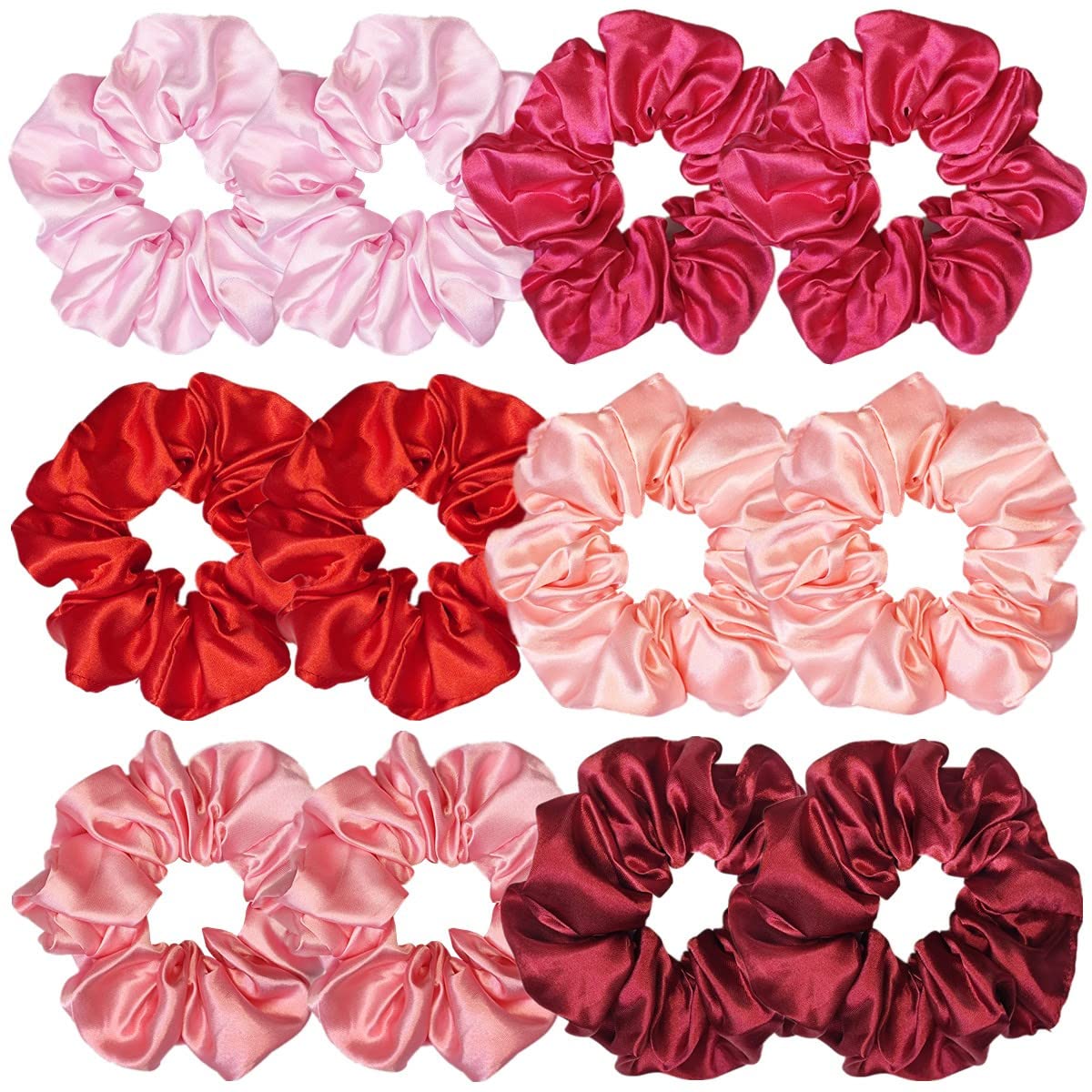 12 Pcs Satin Silk Scrunchies Soft Hair Ties Fashion Hair Bands Hair Bow Ropes Elastic Bracelets Ponytail Holders Hair Accessories for Women Girls (4.5 Inch, Assorted Multi-color)