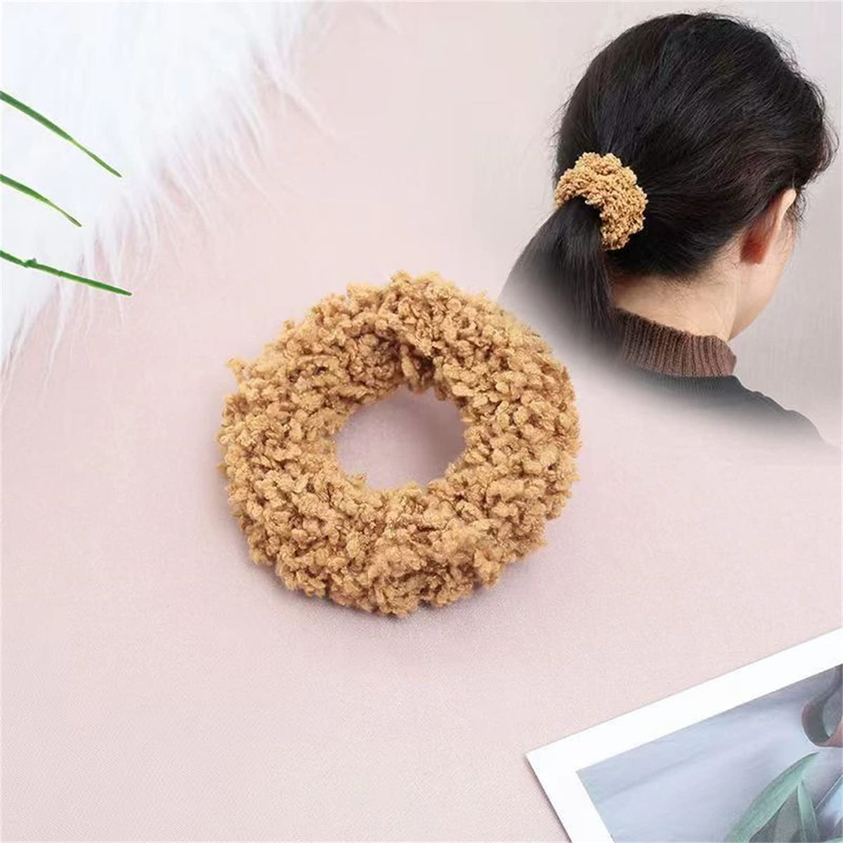 8pcs Plush Scrunchie Hair ties Large Scrunchie fluffy tied Hair Rope Cute Elastic Hair Bands Scrubchy Hair Accessories for Women and Girls (Multi-colored)