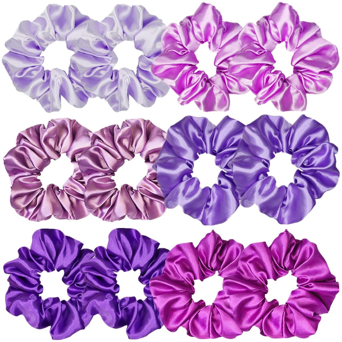 12 Pcs Satin Silk Scrunchies Soft Hair Ties Fashion Hair Bands Hair Bow Ropes Elastic Bracelets Ponytail Holders Hair Accessories for Women Girls (4.5 Inch, Assorted Multi-color)